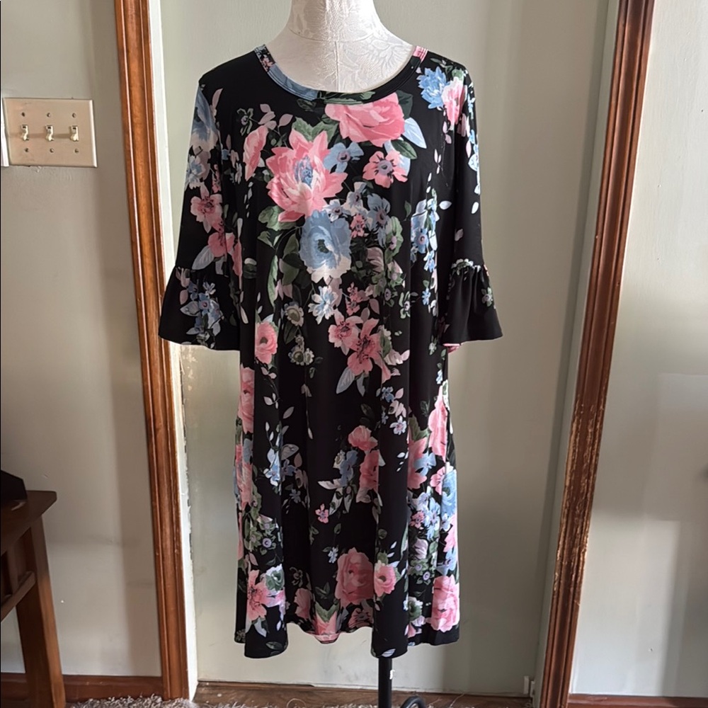 Floral Black Dress